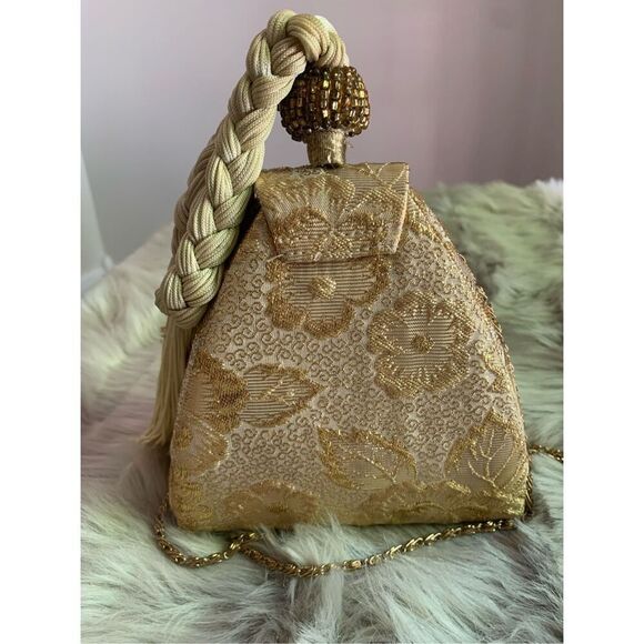 Foil Embroidered with beads purse handbag - Picture 1 of 14